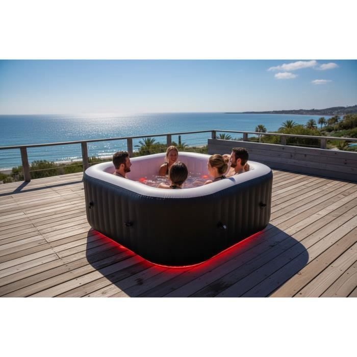 SUNSPA Laminated square inflatable spa 6 people with Led