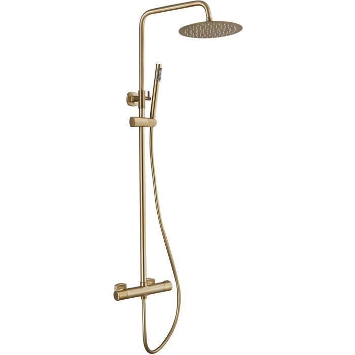Shower column with thermostatic tap - EDOUARD ROUSSEAU - DODDY - Brushed brass