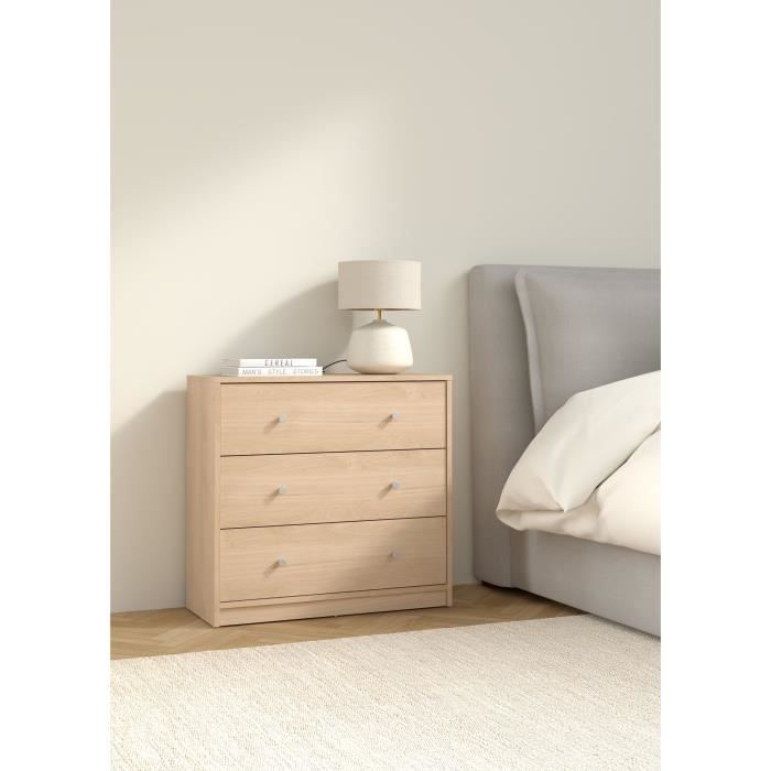 OREGON 3-Drawer Chest of Drawers - Oak Decor - L 72 x D 30 x H 68 cm