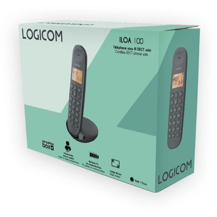 Cordless landline phone - LOGICOM - DECT ILOA 150 SOLO - Slate - Without answering machine
