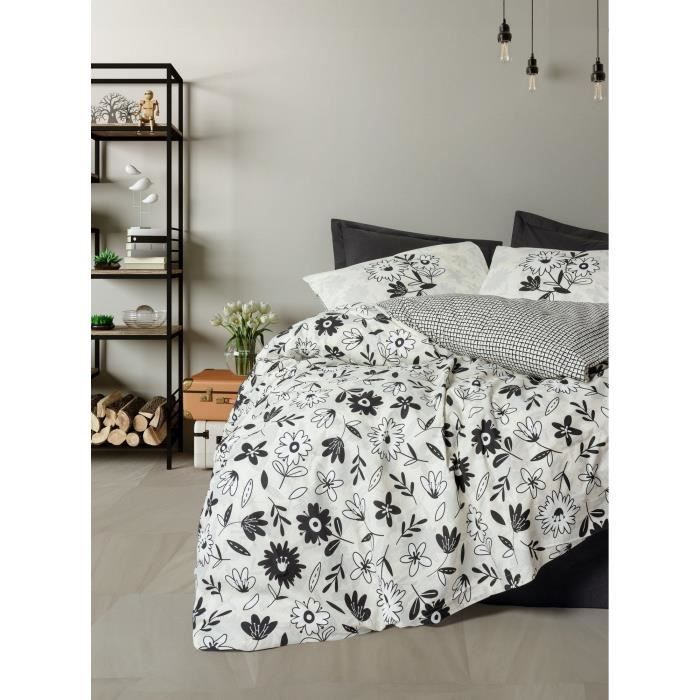 Bedding set - 1 duvet cover 220 x 240 cm + 2 pillowcases 60 x 60 cm - 100% cotton - Black
