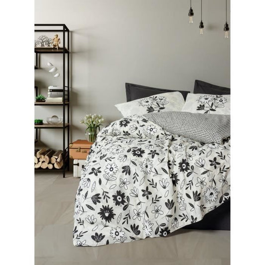 Bedding set - 1 duvet cover 220 x 240 cm + 2 pillowcases 60 x 60 cm - 100% cotton - Black