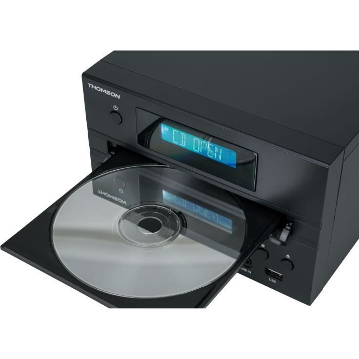 Bluetooth Micro-system - THOMSON - Wood/Black - FM/CD/MP3/USB radio, 20W RMS, FM RDS tuner, Headphone jack, Remote control, 230V power supply