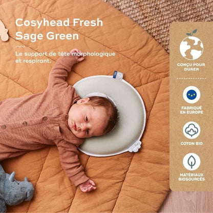 Baby headrest - BABYMOOV - Cosyhead - Baby morphology - Oeko-Tex certified organic cotton - Fresh Sage Green