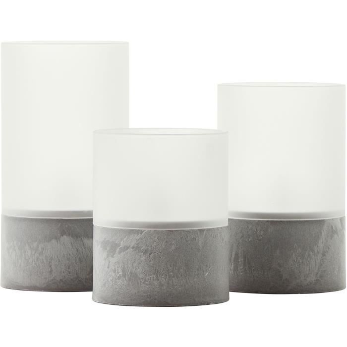 Set of 3 BRILLIANT LED CANDLE table lamps - 2500K - Plastic and glass - Grey and matt white