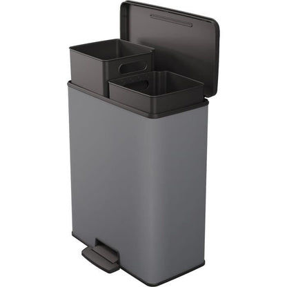 Duo Rectangle Trash Can - DECO BIN - CURVER - 52L (26+26L) - 49 x 32 x 61 cm - Anthracite