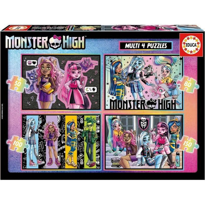 4 progressive puzzles - EDUCA - Multi 4 Monster High 50-80-100-150
