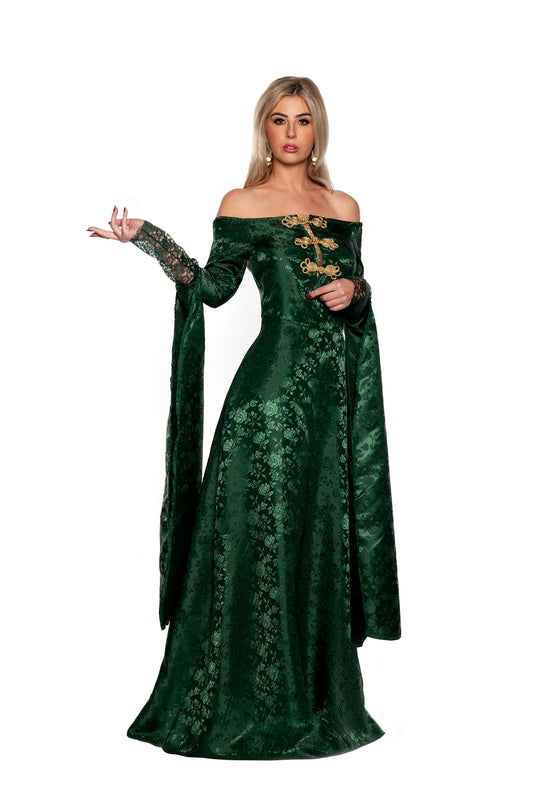 Green Renaissance Queen Dress Adult Costume | Small