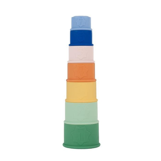 Badabulle Set of 7 Numbered Stackable Cups - Soft Silicone Bath Toys