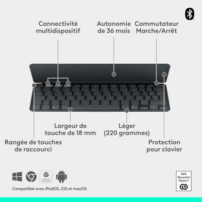 Logitech KEYS-TO-GO 2 Tablet Keyboard, UNIVERSAL BLUETOOTH KEYBOARD - Graphite