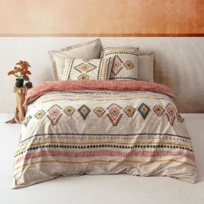 Bedding set - 1 duvet cover 220 x 240 cm + 2 pillowcases 60 x 60 cm - 100% cotton - Red