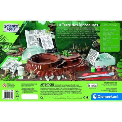 Clementoni - Science and play - The world of dinosaurs - Terrarium to create + 3 dinosaur figurines - Made in Italy
