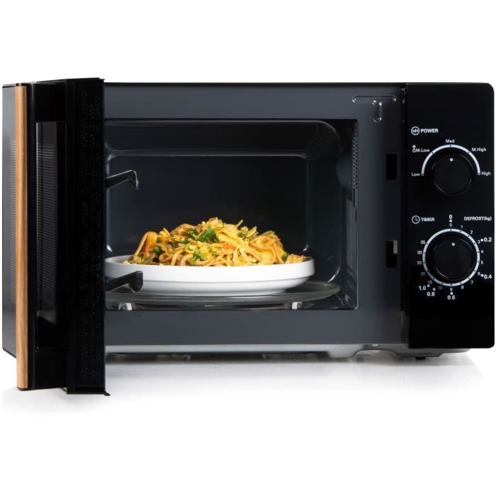 DOMO DO2820 microwave oven - 20L - 700W - 35 min timer - Defrost function - L44 x D35.8 x H 25.8 cm - Black wood finish