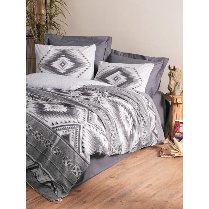 Bedding set - 1 duvet cover 220 x 240 cm + 2 pillowcases 60 x 60 cm - 100% cotton - Anthracite