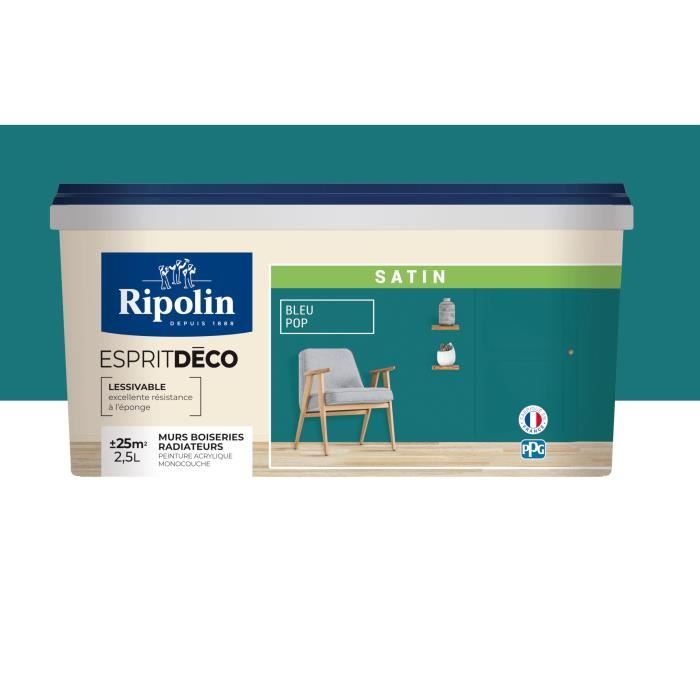 RIPOLIN All Pieces Wall Paint - Pop Satin Blue, 2.5L