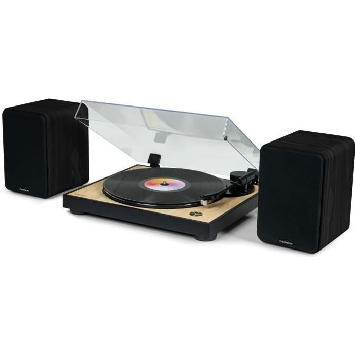 THOMSON WS600DUO - Set of 2 speakers with wooden box - 100W - Bluetooth 5.0 - 2 RCA outputs - Black