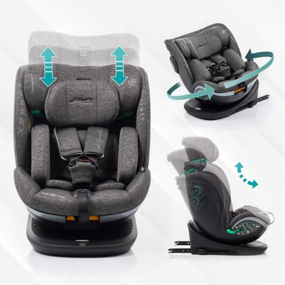 Car seat - BABYAUTO - XPERTA GREY DOBBY - From birth to 12 years - 0-36 kg - I-Size - ISOFIX - 360° swivel - ECE R129