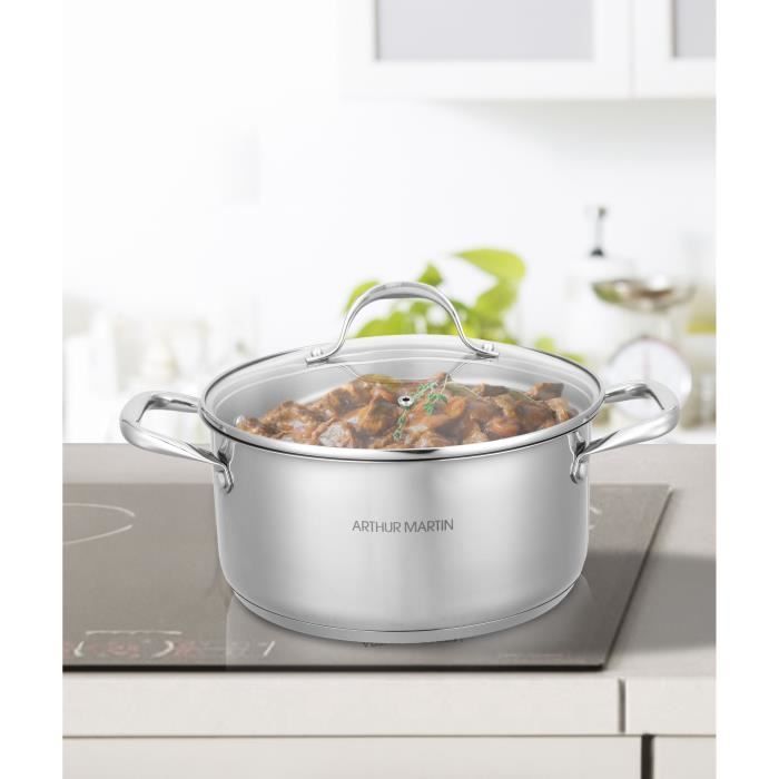 AM0073 Arthur Martin Stockpot 32 cm with lid  Stainless Steel  All heat sources including induction