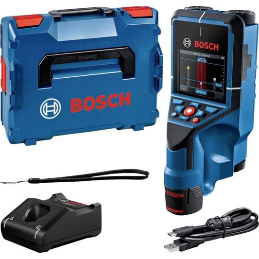 Bosch Professional D-Tect 200 C wall detector with 1 x 12V 2.0Ah battery, charger, USB-C cable, wrist strap, in L-Boxx - 0601081601