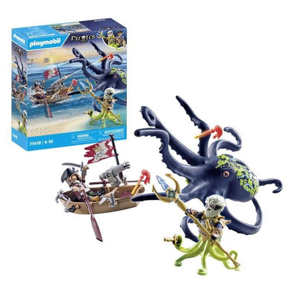 PLAYMOBIL 71419 Pirate with giant octopus - Pirates - With a pirate, a cannon, a giant octopus monster - Ages 4 and up