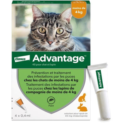 Advantage antipuce rabbit chat solution 1 to 4kg 4 pipettes