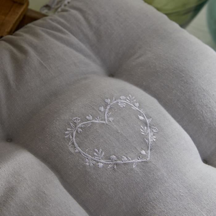 Quilted seat - TODAY - CHARME - Chambray x Petite Broderie Constance - 40 x 40 cm