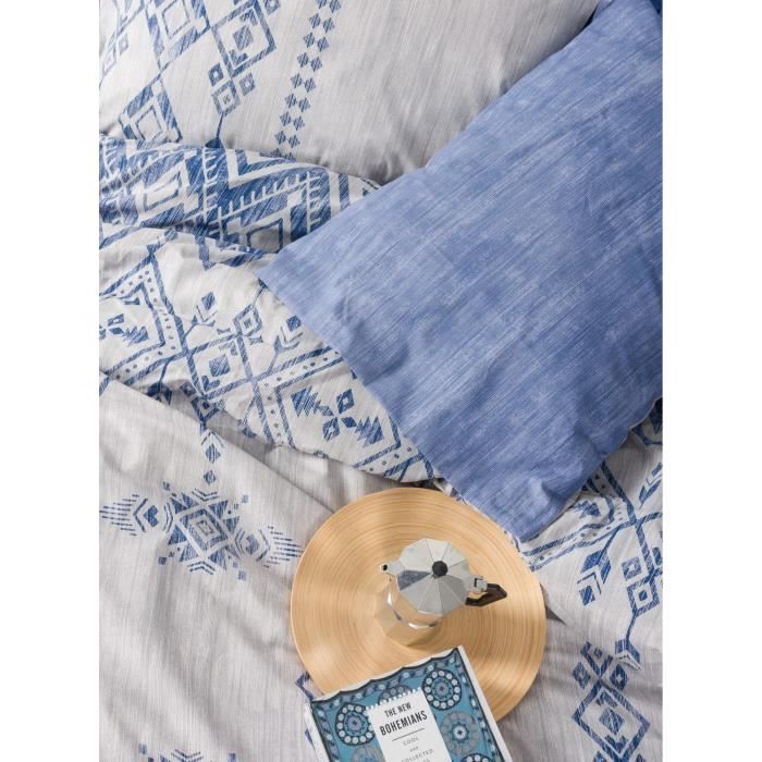 Bedding set - 1 duvet cover 220 x 240 cm + 2 pillowcases 60 x 60 cm - 100% cotton - Blue