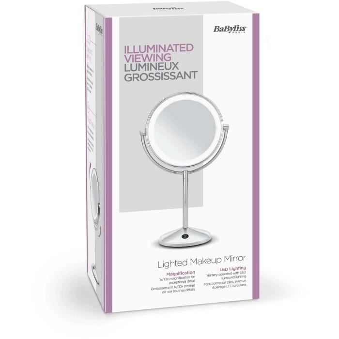 Mirror - Babyliss 9436th - Rotary 2 sides - 19 cm in diameter - Sweet ambient lighting