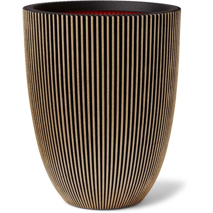 Capi Elegant Groove Vase 46x58 cm Black and gold 445495