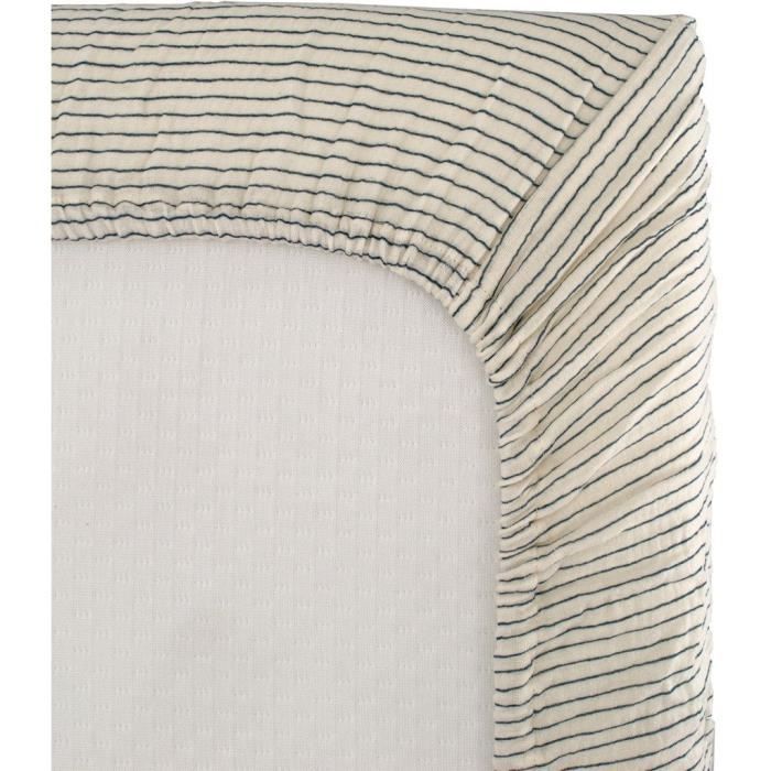 Fitted sheet - DOMIVA - 60x120 cm - Stripes - Cotton gauze