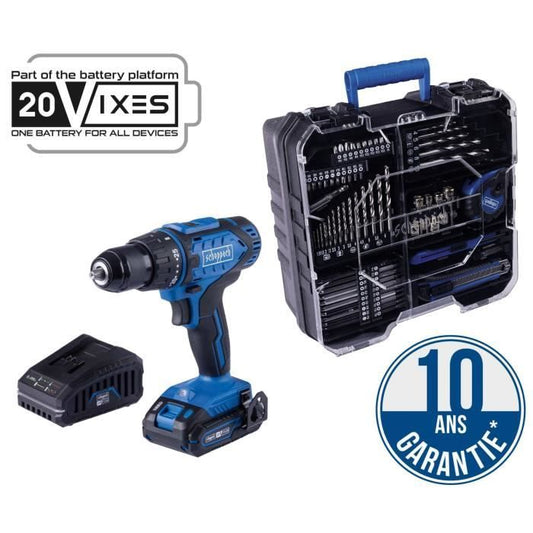 20V IXES Cordless Drill Driver + 1 x 2 Ah battery, charger, case including 74 accessories - C-DTB74/1-X