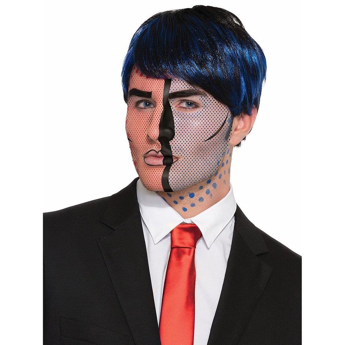 Pop Art Face Tattoo Costume Accessory Adult