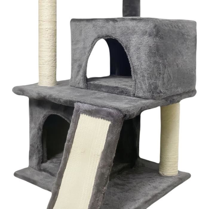 FLOPI Dark grey cat tree - 44.5 x 48 x 86 cm - Dark grey - 1 platform, 1 play ball, 2 niches, 1 ramp