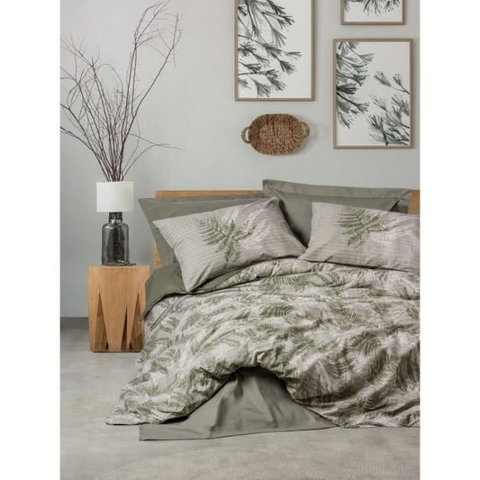 Bedding set - 1 duvet cover 220 x 240 cm + 2 pillowcases 60 x 60 cm - 100% cotton - Khaki