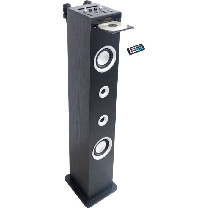 Inovalley HP49CD - Bluetooth sound tower - CD player and Karaoke function - 100W - FM radio - USB port - Aux-in input - Black