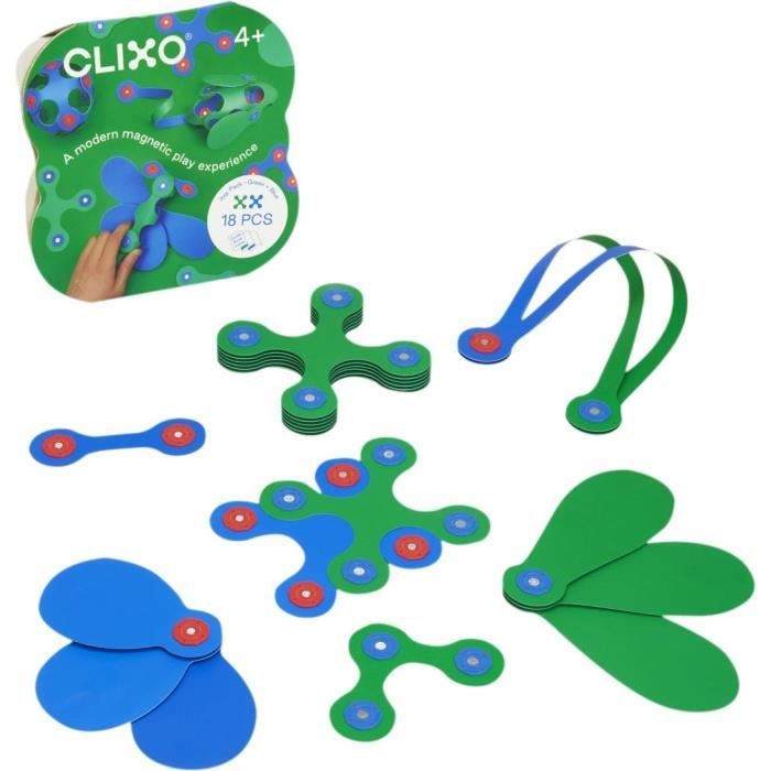 Magnetic Construction Set - GIPSY TOYS - Itsy CLIXO - 18 pcs - Blue/green - Ages 4+