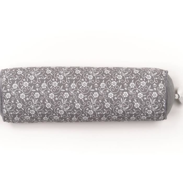 Polochon Cushion - TODAY - CHARME - Dark Grey Capucine Print - 45 x 15 cm