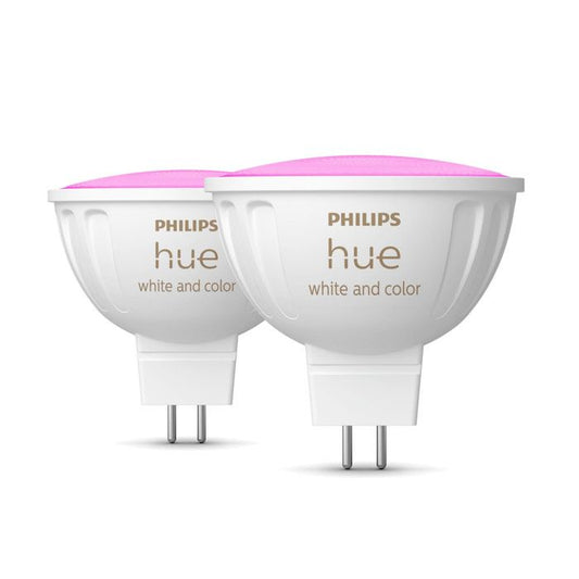 Connected bulb - PHILIPS HUE - MR16 - White and colored light - Bluetooth compatible - Pack of 2 - Works with app and voice