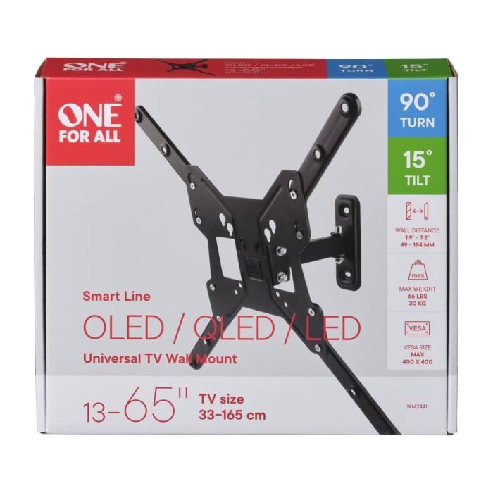 ONE FOR ALL WM2441 90 ° Tilt and Swivel Wall Mount for TVs from 33 to 140cm (13-55)