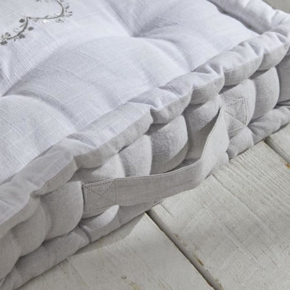 Floor cushion - TODAY - CHARME - Slub x Chambray x Constance Embroidery - 40 x 40 x 10 cm