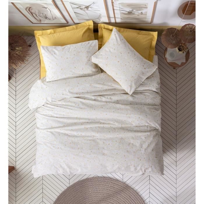 Bedding set - 1 duvet cover 220 x 240 cm + 2 pillowcases 60 x 60 cm - 100% cotton - Mustard