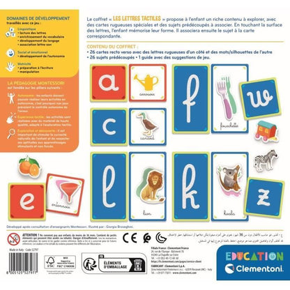 Montessori - Clementoni - Tactile letters - Educational game to learn the alphabet - 26 rough letter cards - Ages 3 and up