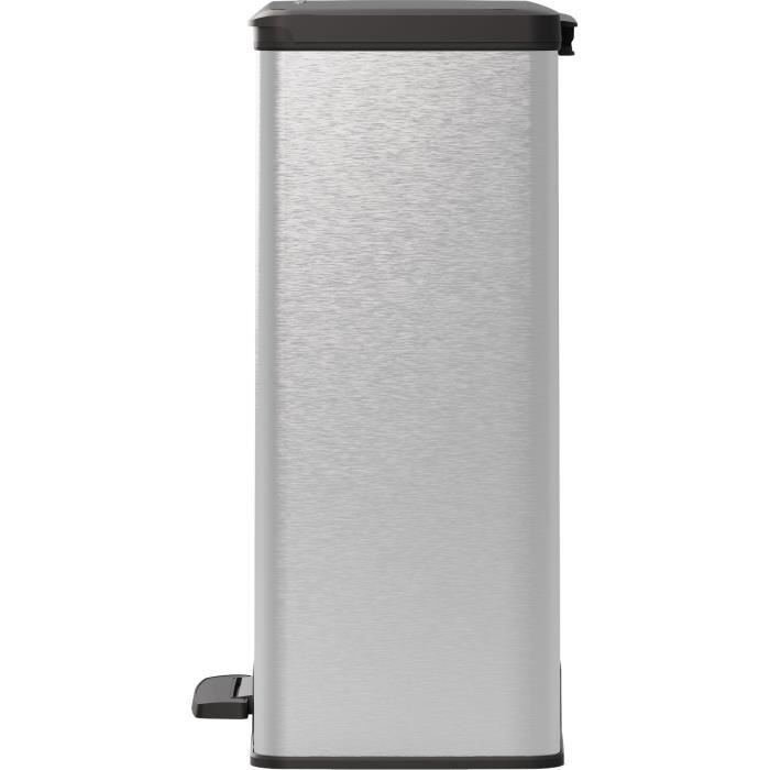 Rectangle Trash Can - DECO BIN - CURVER - 65L - Modern Design - 49 x 29 x 61 cm - Metallic Grey