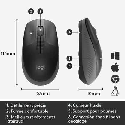 LOGITECH - M190 Wireless Mouse Black