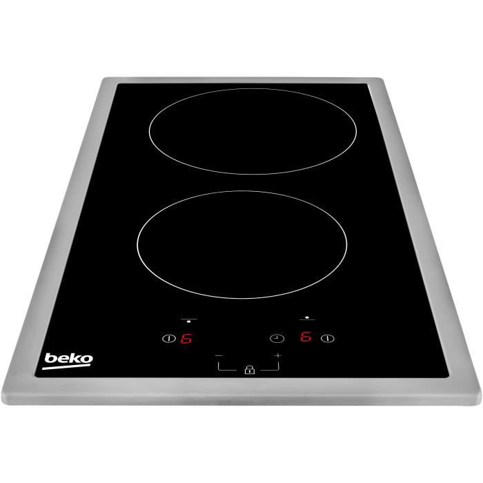 BEKO HDMC32400TX - Ceramic glass hob - 2 zones - 3000W - L28.8 x D57cm - Glass coating - Black