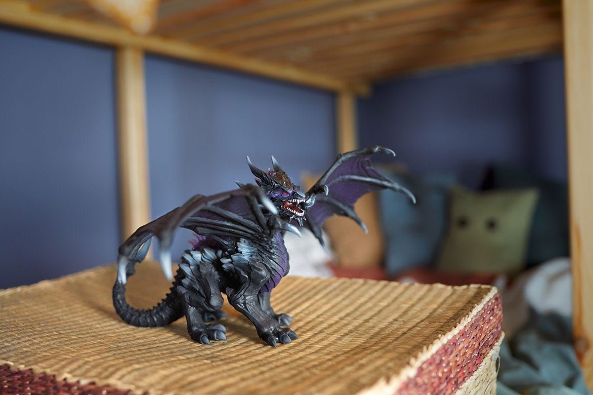 Dark Dragon Figure - Ultra-Realistic and Durable Toy Dragon with Movable Wings - Gift for Boys and Girls Ages 7