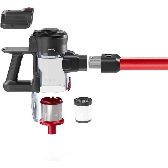 H.Koenig UP600 - Broom vacuum - Autonomy: 35 min - 22.2 V - 2 speeds - Power 120W - 3 Accessories - 0.8L