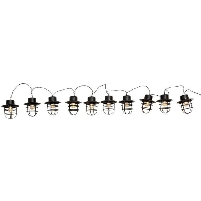 Solar string lights - LUMISKY - DETROIT - 4 m - Industrial style lampshade - 10 round bulbs - Warm white LED