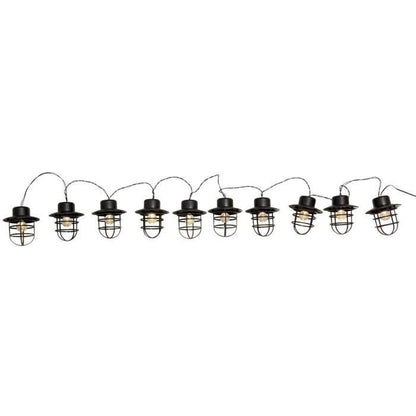 Solar string lights - LUMISKY - DETROIT - 4 m - Industrial style lampshade - 10 round bulbs - Warm white LED