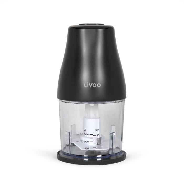 Chopper - LIVOO - 300 ml - 400 W - 1 speed and turbo function - 2 stainless steel blades - Black